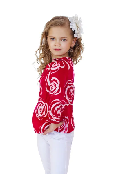 Portrait of a charming little girl looking at camera — Stock Photo, Image