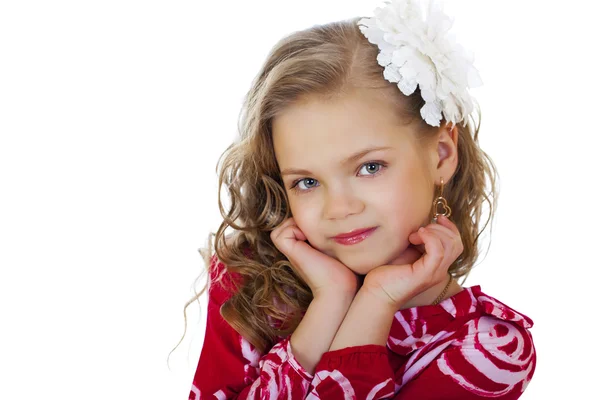 Portrait of a charming little girl looking at camera — Stock Photo, Image