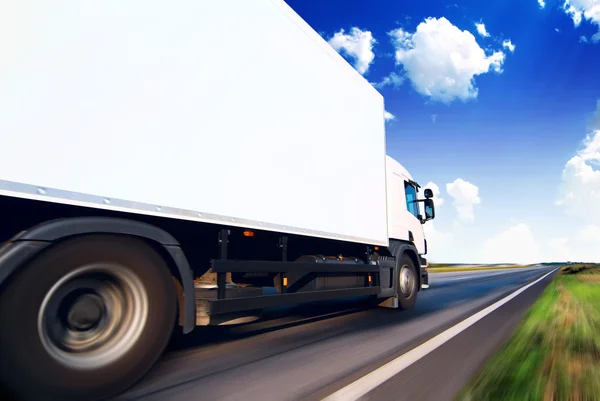 White truck on the road — Stock Photo, Image