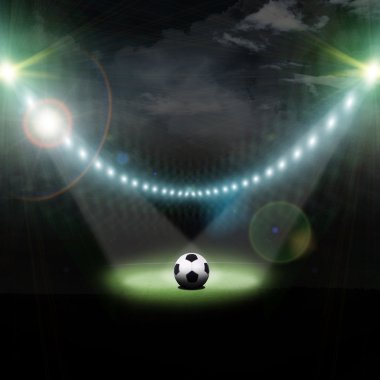 Parlak ışıkları olan futbol stadyumu
