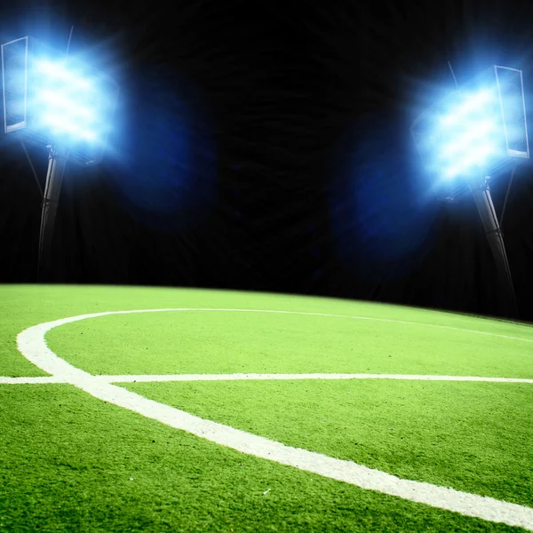 Soccer field with the projectors — Stock Photo, Image