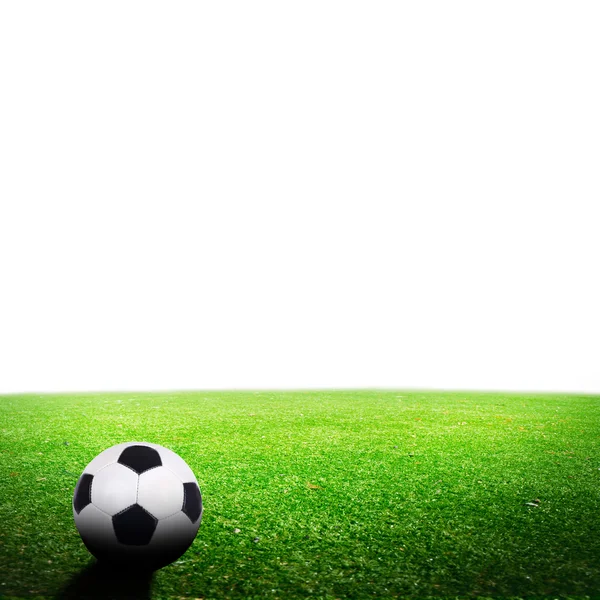 Shiny soccer ball on stadium — Stock Photo, Image