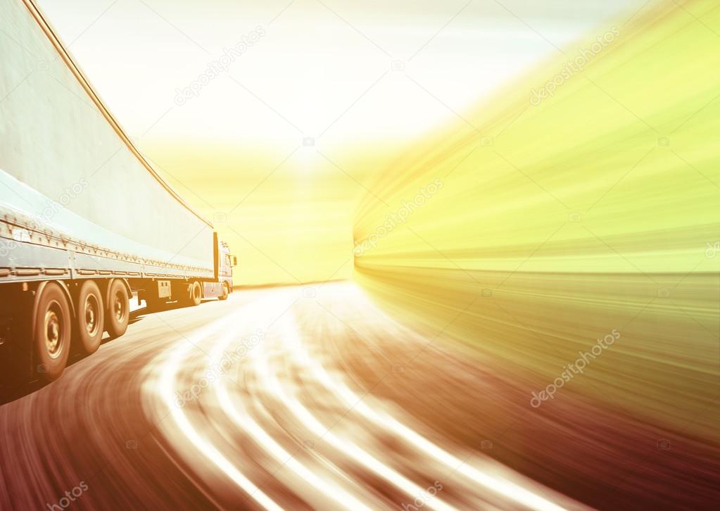 White truck on  highway