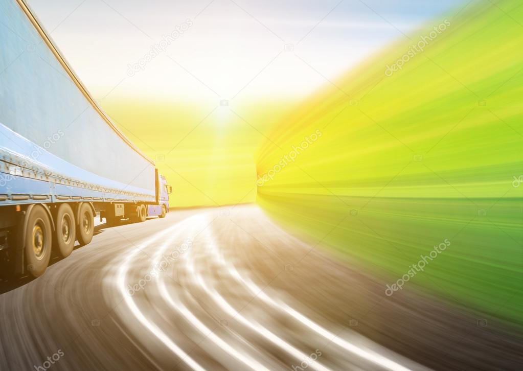 White truck on  highway