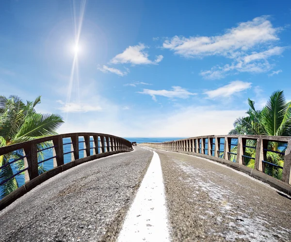 Asphalt road along  tropical sea — Stock Photo, Image