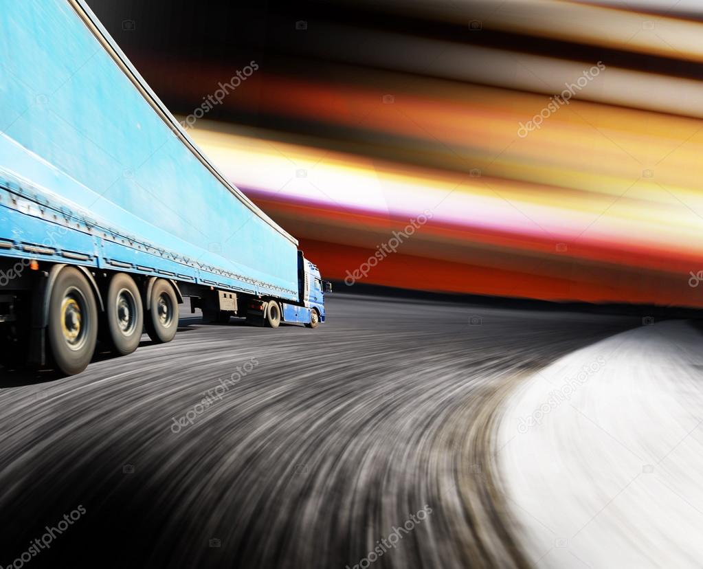 Speeding car through street