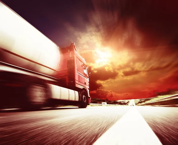 Semi Truck In Motion. — Stock Photo, Image