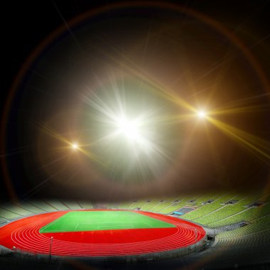 Parlak ışıkları olan futbol stadyumu