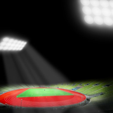 Parlak ışıkları olan futbol stadyumu