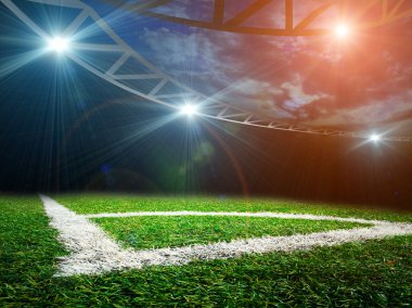 Parlak ışıkları olan futbol stadyumu