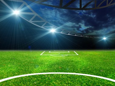 Parlak ışıkları olan futbol stadyumu
