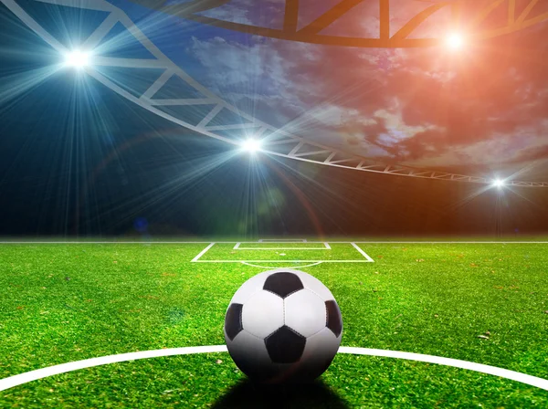 Soccer field with ball — Stock Photo, Image
