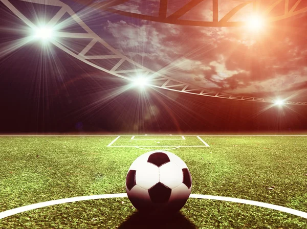 Soccer field with ball — Stock Photo, Image