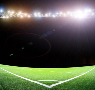 gece ve Futbol Stadyumu ışıkları