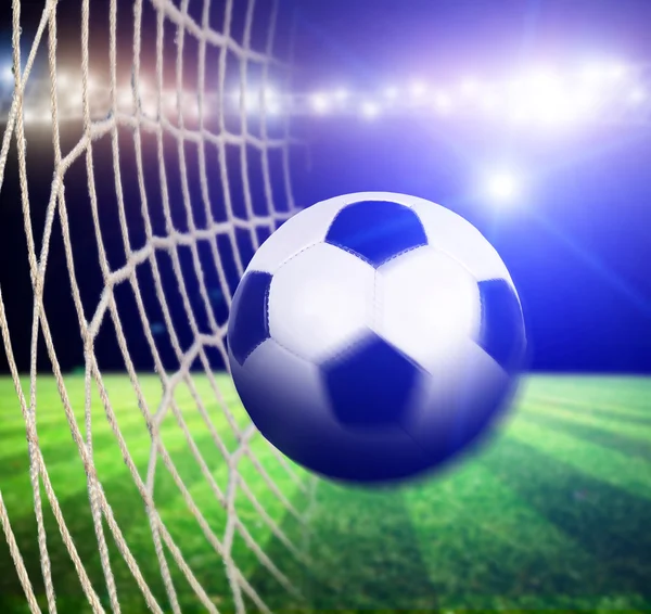 Soccer ball on stadium — Stock Photo, Image