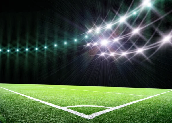 Lights at night and big soccer stadium — Stock Photo, Image