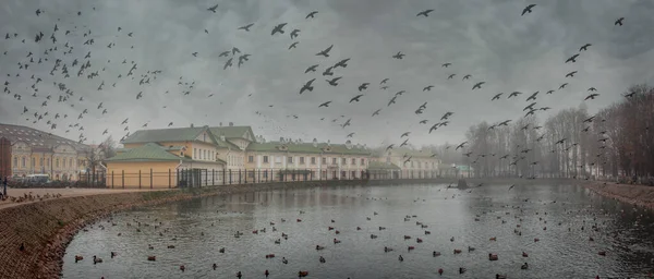 Weißer Teich Sergijew Posad Einem Nebligen Herbsttag Goldener Ring Moskauer — Stockfoto