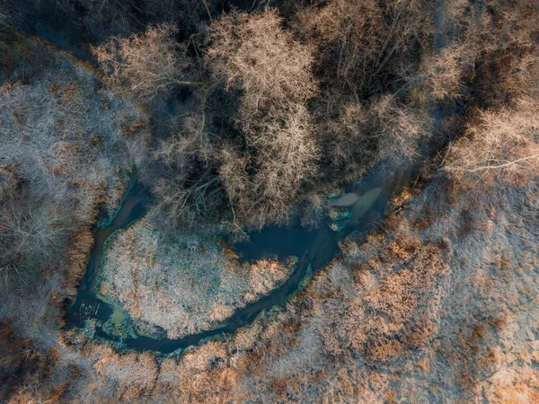 Veduta Aerea Del Piccolo Fiume Foresta Skalba Nella Regione Mosca Foto Stock Royalty Free