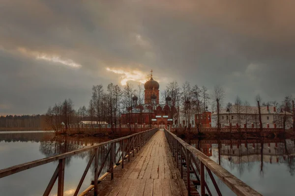 Holy Vvedensky Island Hermitage Orthodox Female Monastery Island Vvedensky Lake — Stock Photo, Image