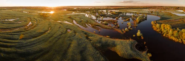 Церква Взаємодії Нерлі Весняний Вечірній Вид Птахів Aerial Photos — стокове фото