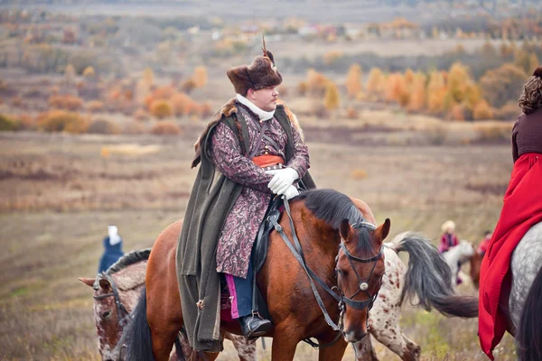 Pferdejagd mit Mann im Reiteranzug — Stockfoto