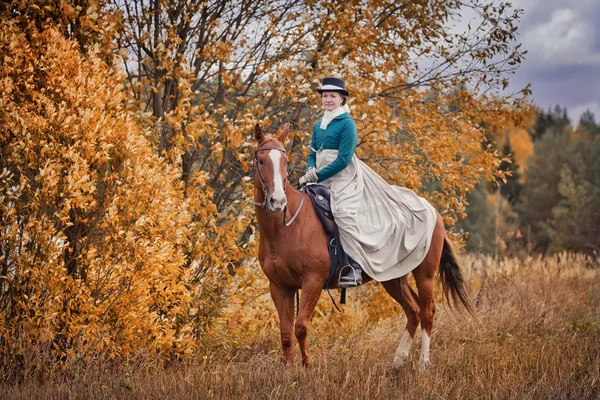 Horse-hunting with ladies in riding habit — Stock Photo, Image