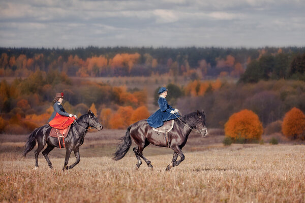 Horse-hunting with ladies in riding habit