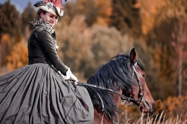 Horse-hunting with ladies in riding habit — Stock Photo, Image