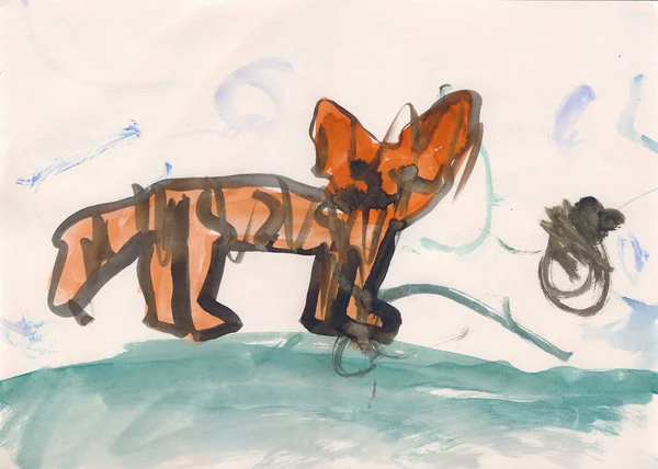 Wildkatze in Aquarell — Stockfoto