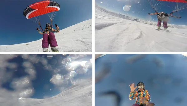 与自由骑风筝滑雪板, — 图库照片