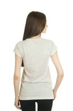 kadın arka görünümü'nde t-shirt