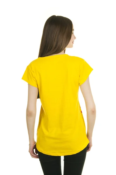 Female rear view in  t-shirt — Stock Photo, Image