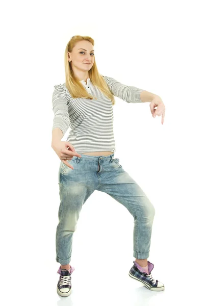 Mulher atraente em jeans — Fotografia de Stock