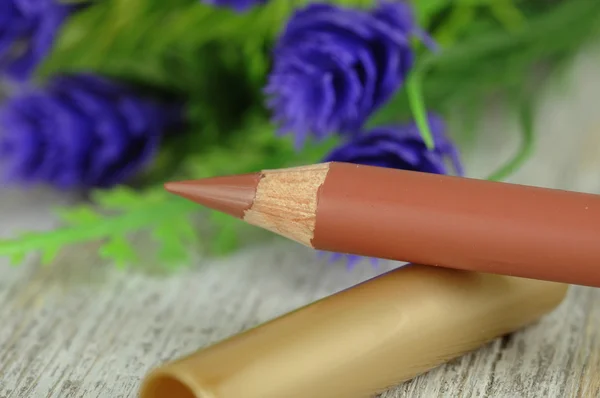 Lip pencil with flowers — Stock Photo, Image