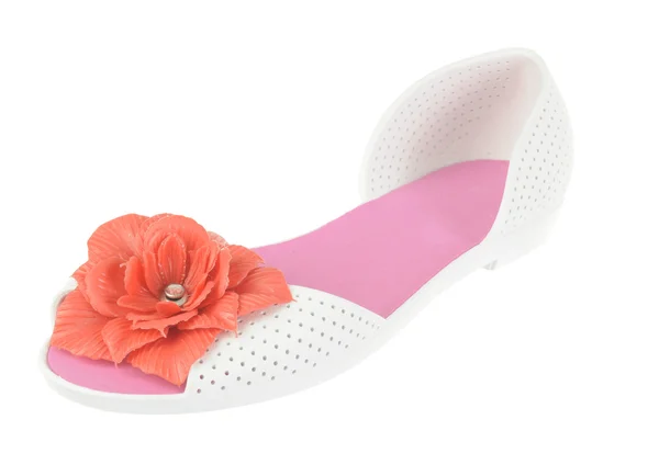 Bow flat female summer  shoe — Stock Photo, Image