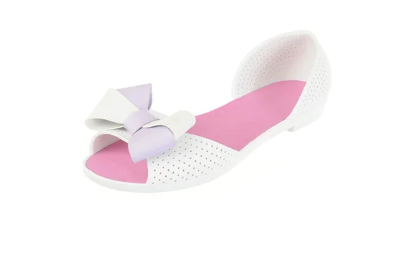 Bow flat female summer  shoe — Stock Photo, Image