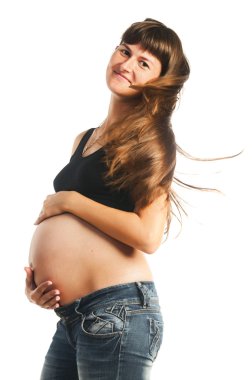Saç uçan ile hamile kadın