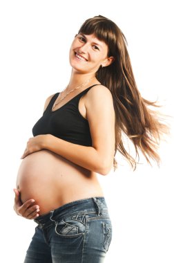 Pregnant woman with flying hair clipart