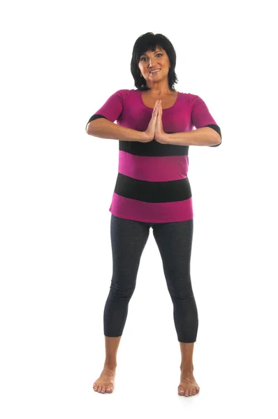 Zralá žena Namaste mudra gesto — Stock fotografie