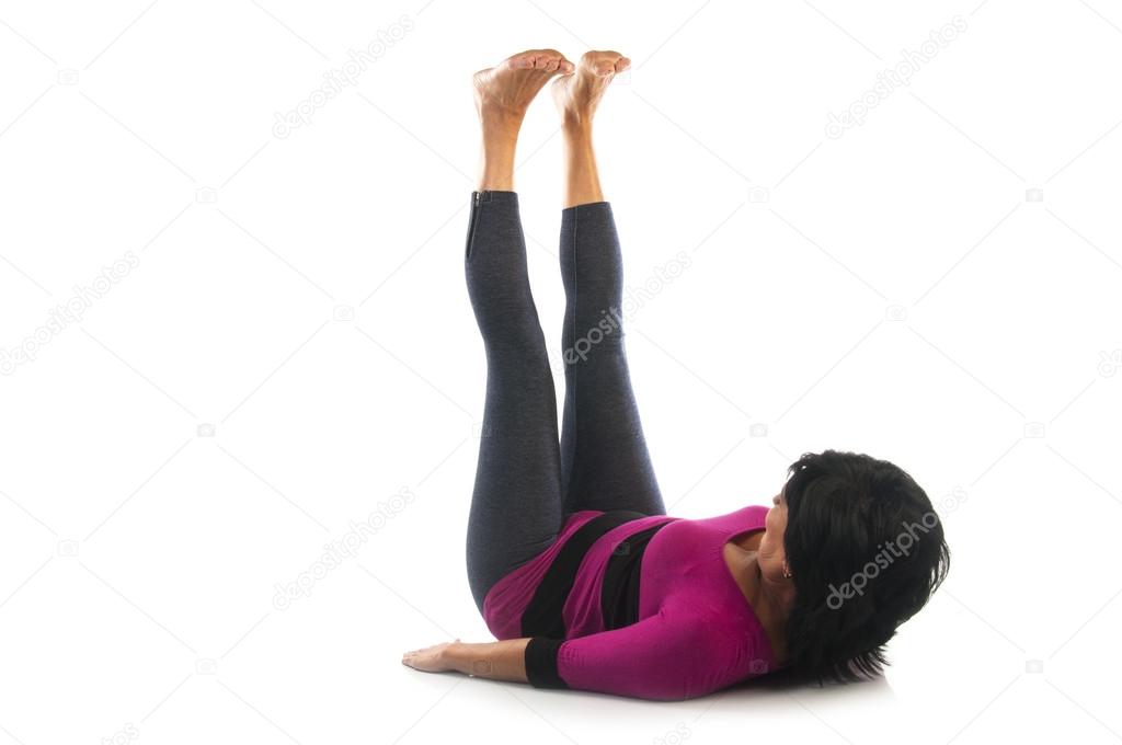 Woman in Urdhva Prasarita Padasana yoga pose