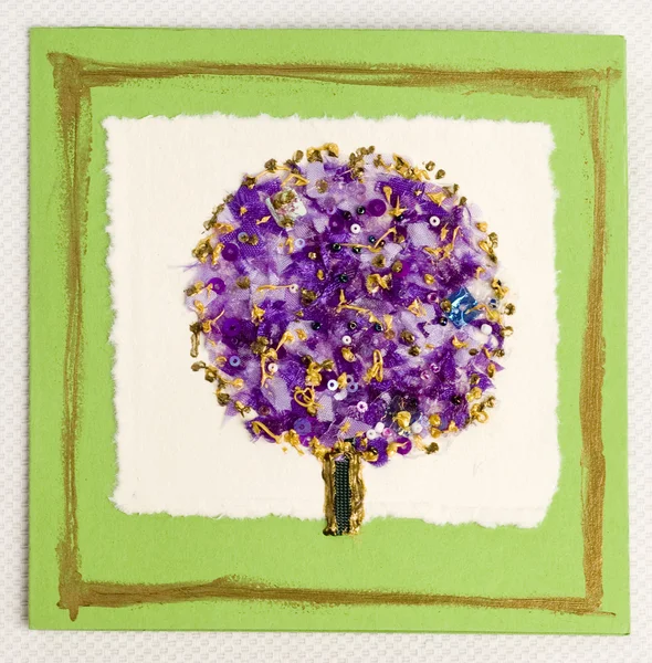 나무와 인사 수 제 카드 — 스톡 사진