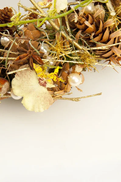 Wreath of dry branches and flowers — Stock Photo, Image