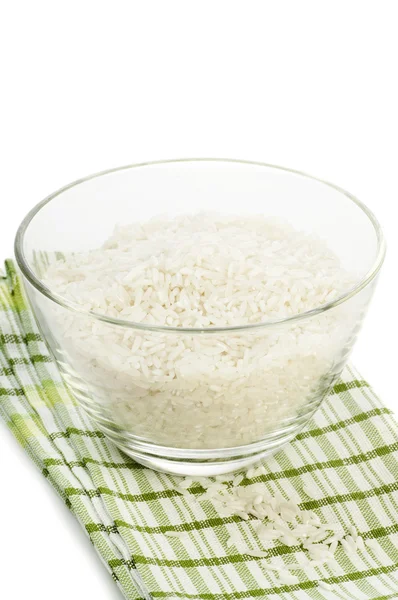 Полированный длинный рис в миске — стоковое фото
