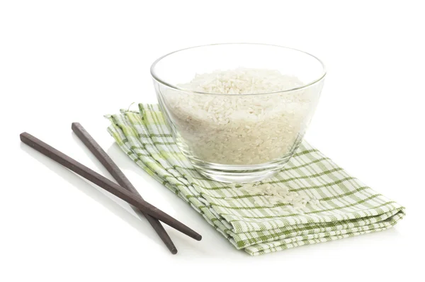 Polished long rice in bowl — Stock Photo, Image