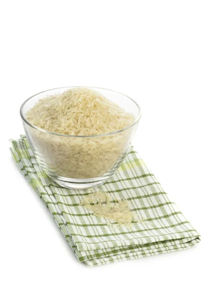 Ångbehandlat lång ris i skål — Stockfoto
