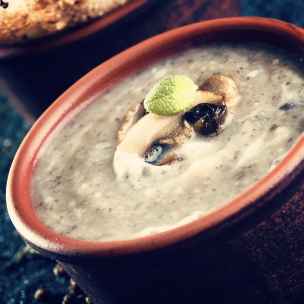 Sopa de creme de cogumelos — Fotografia de Stock