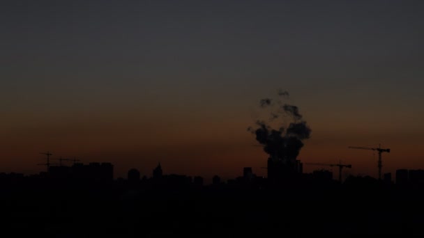 Sunrise over industrial Kyiv — Stock Video