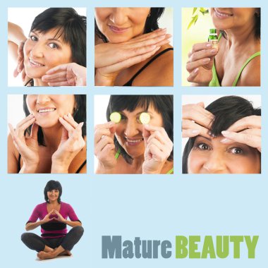 Collage of Mature woman beauty portraits clipart
