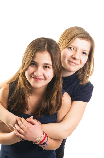 Girls teenagers embracing — Stock Photo, Image