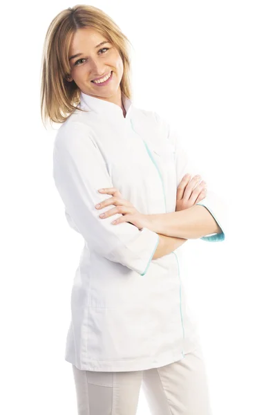 Médico sonriente sobre fondo blanco —  Fotos de Stock